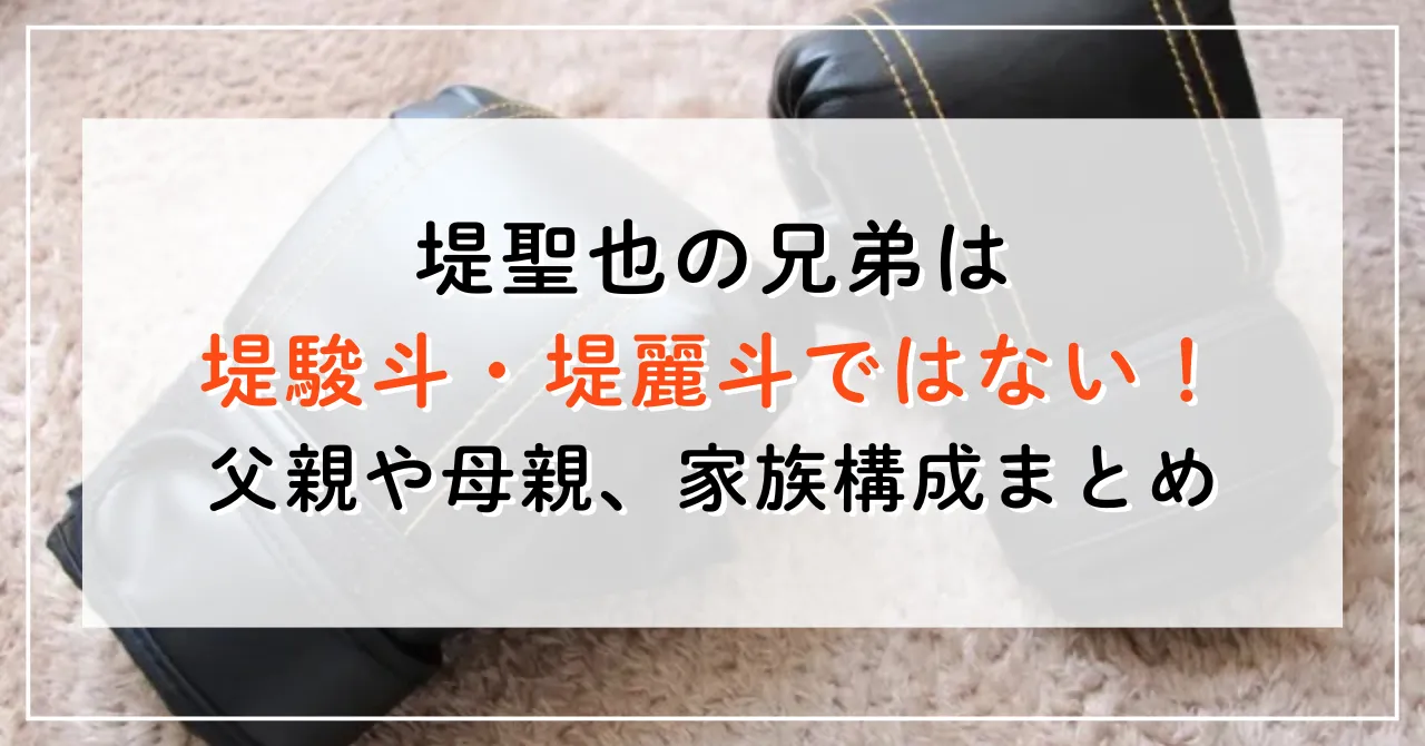 堤聖也の兄弟は堤駿斗・堤麗斗ではない！父親や母親、家族構成まとめ